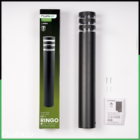 Gartenleuchte E27, Außenstehleuchte Pollerleuchte 60cm RINGO LUMILED
