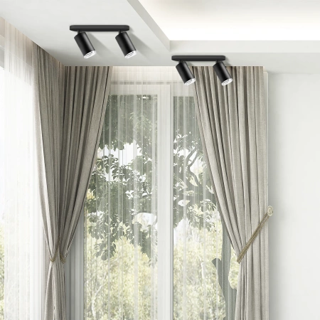 Wand- und Deckenstrahler 2x GU10 Schwarz IP44 TURYN Sanico Goldlux