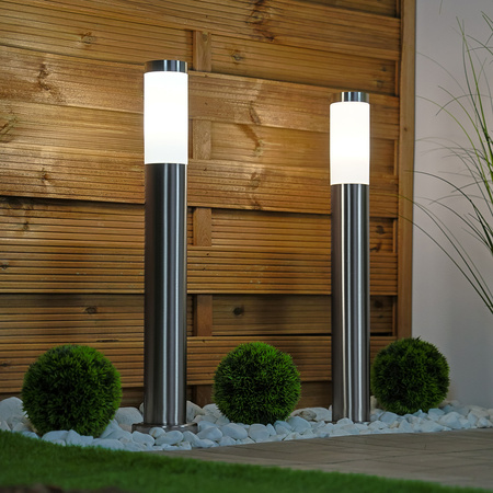 Außengartenlampe E27 SILVER POST 65 cm mit Bewegungs- und Dämmerungssensor