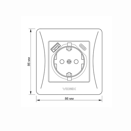 Einzelsteckdose mit USB-A+USB-C 16A Unterputz Schwarz BINERA VIDEX