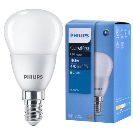 E14 LED Lampen 5W = 40W 470lm 2700K Warm BALL PHILIPS