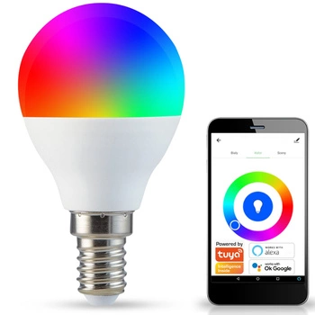 E14 G45 LED Lampen 5,5 W 470 lm 2700 K-6500 K RGB 150° GOLDLUX (Polux) Smart WiFi TUYA