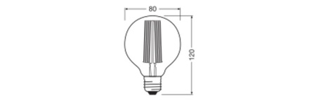 Dekorative LED-Glühbirne G80 Sphere E27 8.8W = 60W 806lm 2200K Warm 320° Filament Dimmbar Vintage 1906 Osram