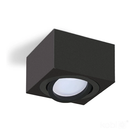 Aufbaumontierte HALOGEN SPOT 50 mm schwarze quadratische bewegliche Leuchte OH37S Kobi