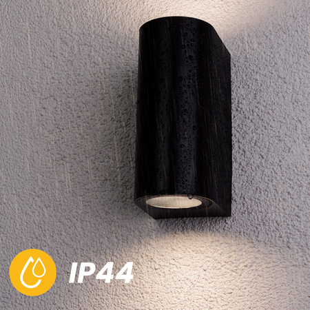 Wandleuchte Außen 2x GU10, Garten-Wandleuchte Schwarz ALLIUM LUMILED