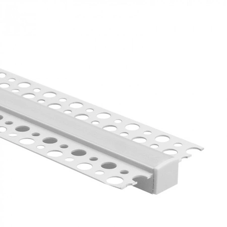 Aluminium LED-Profil für Gipskarton REGIPS flächenbündig weiß 2m mit mattierter Abdeckung für LED-Streifen + Kappen Ecolight GP Serie