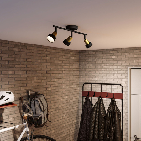 Reflektor-Deckenleuchte 3x GU10 Schwarz-Kupfer-Röhre Philips