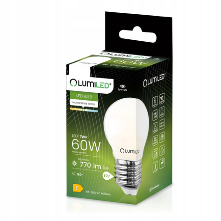 6x LED Lampen E27, Glühbirne P45 7W = 60W 770lm 360° 4000K neutral Milch Glühfaden LUMILED
