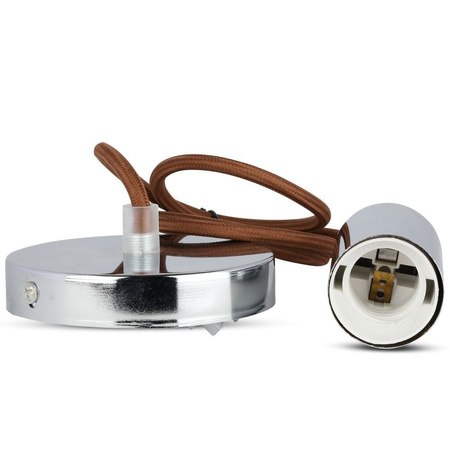 Pendelleuchte E27 Chromschirm mit braunem Kabel VT-7338 V-TAC