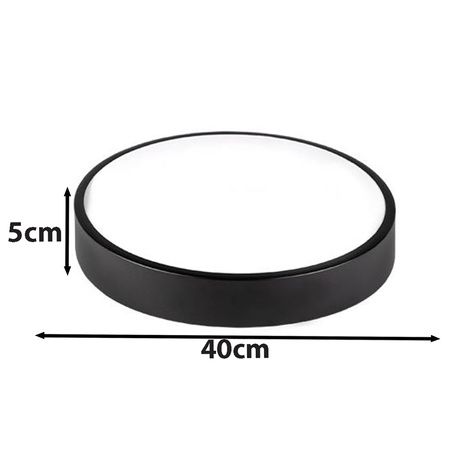 Decken LED Deckenleuchten, Wandleuchte, rund, 3300 lm, 40 W, 4000 K, IP22, Schwarz