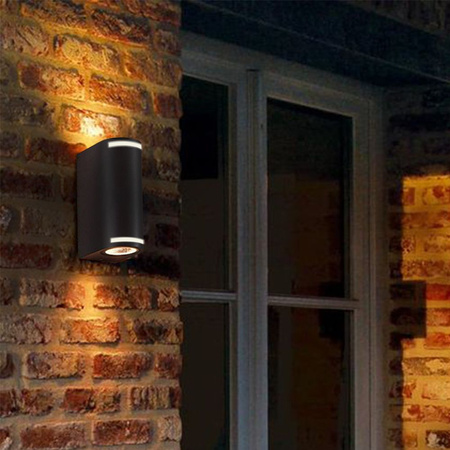 Garten-Wandleuchte Outdoor LED-Fassadenleuchte 2x GU10 IP54 Schwarz JUSTIN Videx