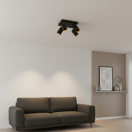 LED-Deckenleuchte Wand- und Deckenleuchte 4 xGU10 MARIBEL Schwarz GOLDLUX (Polux)