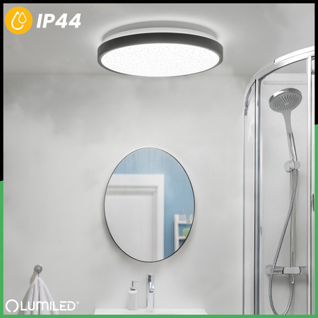 LED Decke Plafond Aufputz 36W 4000K CELIS Rund IP44 Schwarz Ring ALS LUMILED