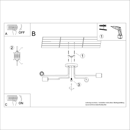 Kronleuchter Deckenleuchte 4x E27 Naturholz Weiß Timbo Peach Puff SL.1665 Sollux