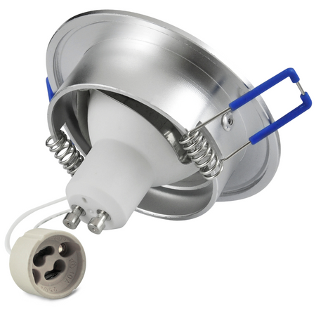 SUN OLAL Deckeneinbauleuchte silber gebürstetes Aluminium GOLDLUX (Polux) + LED GU10 3,5 W