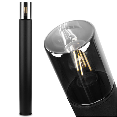 Stehende Gartenlampe für E27 Glühbirne Schwarzes Glas IP54 80 cm SALVIA LUMILED