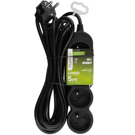 Netzverlängerungskabel geerdete Steckdosenleiste 4 Steckdosen 5m schwarzes Kabel Lendo Lumiled