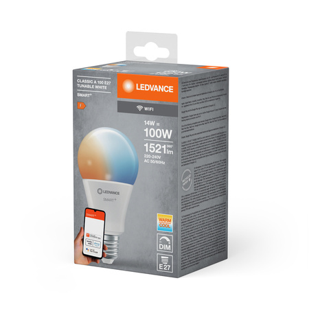 E27 A100 LED Lampen 14W 1521lm SMART+ WiFi CCT Dimmbar Classic LEDVANCE