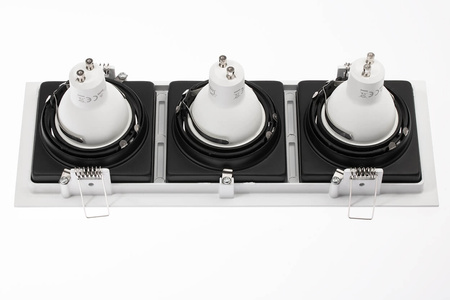 Einbaustrahler 3x GU10, Einbauspot HALOGEN Quadrat beweglich Weiß GEMINUS LUMILED