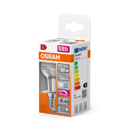 LED-Lampe R50 Reflektor E14 4.8W = 60W 345lm 4000K Neutral CRI90 36° Dimmbar SUPERSTAR Osram