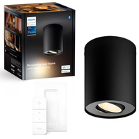 LED Spot Pillar Schwarz 4.2W CCT PHILIPS HUE Bluetooth Zigbee Deckenleuchte + Dimmschalter