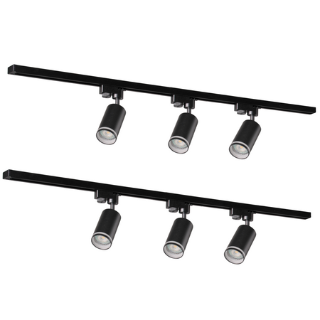 Stromschienen-Kit 1-Phasen-Schiene + 6x GU10 Reflektor Schwarz PARIS Sanico Goldlux
