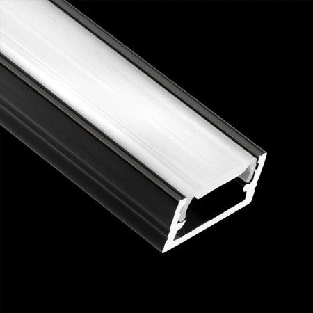 Aluminiumprofil MINI für LED-Streifen mit Milchglasabdeckung, 1m Schwarz LUMILED