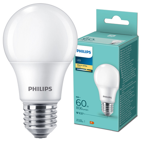 LED Lampen E27 A60 8W = 60W 806lm 2700K Warm Milk PHILIPS