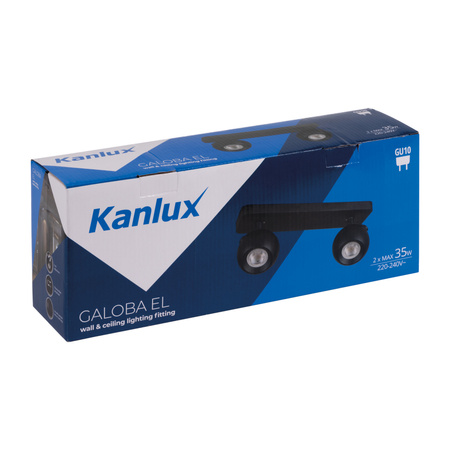 GALOBA 2x GU10 PAR16 Schwarz KANLUX Wand-/Deckenleuchte Bandleuchte