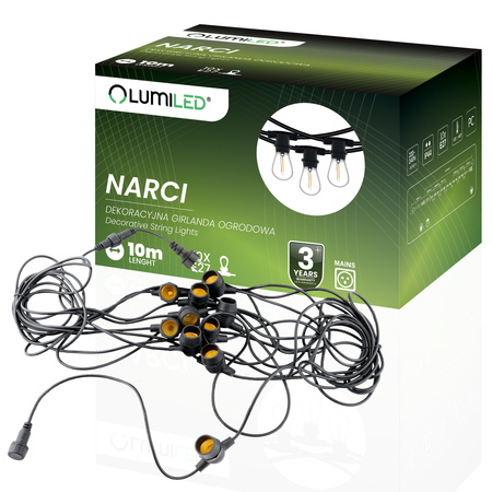 Garten Girlande Außenlichterkette 10m 10x E27 NARCI Lumiled