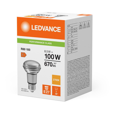 LED Lampen R80 E27 8.5W = 100W 670lm 2700K Warmweiß FILAMENT LEDVANCE