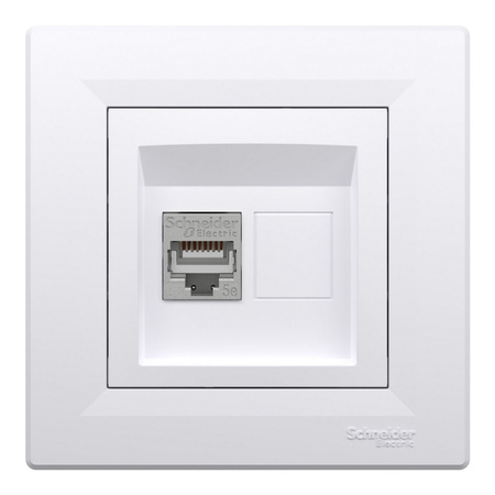 RJ45 Cat. 5e STP Computerbuchse mit Rahmen Weiß SCHNEIDER ASFORA