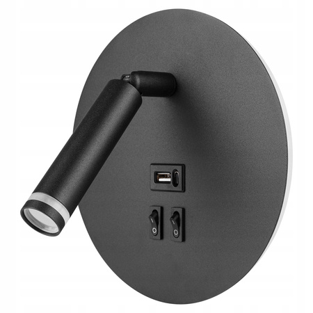 Wandleuchte Spotlampe G9 + LED 4000K USB-A USB-C Schwarz Piero Masterled