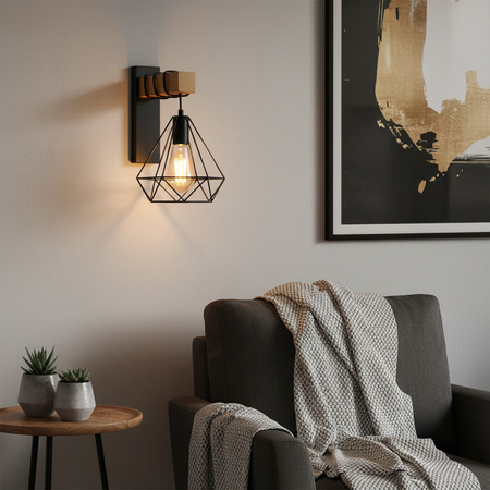 Wandleuchte VIGO 1xE27 Holz Schwarz GOLDLUX (Polux)