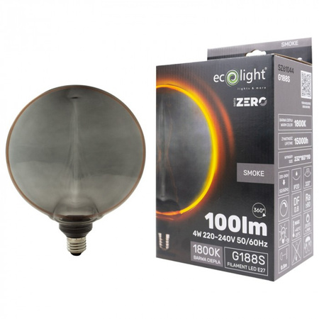LED-Glühbirne Glühbirne G188 E27 4W 100lm 1800K Warm FILAMENT Dekorativ ZERO Ecolight