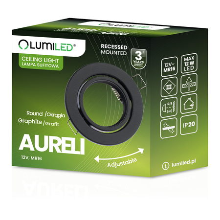 Runde Halogen-Einbauleuchte AURELI Graphitblech MR16 GU10 LUMILED