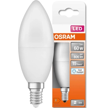 LED Leuchtmittel E14 B35 7W = 60W 806lm 6500K Kalt 200° OSRAM STAR