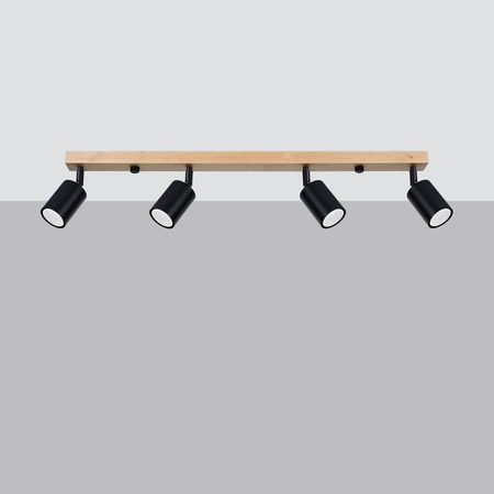 VERDO 4 4xGU10 Schwarz Holz Modern SOLLUX Deckenleuchte