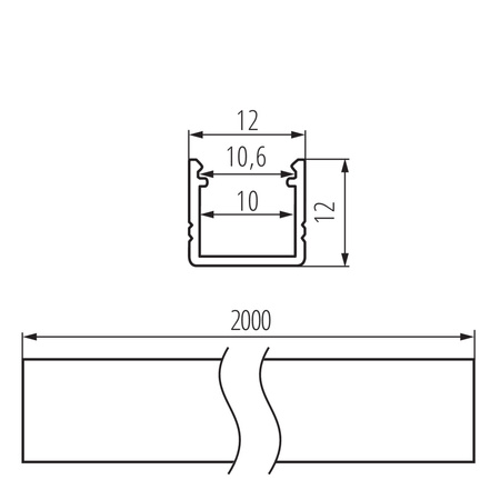 Aluminium-Aufbauprofil PROFILO F 2m Silber KANLUX