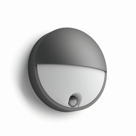 LED-Gartenwandleuchte CAPRICORN IR 6W 2700K IP44 Rund mit Bewegungssensor Anthrazit PHILIPS