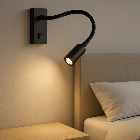 LED Wandleuchte Flexible Lesewandleuchte LEO 3W 4000K Schwarz