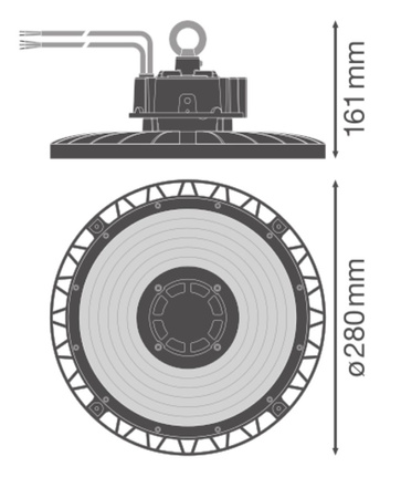 LED-Industrieleuchte 75W 13350lm 6500K Kalt dimmbar Schwarz IP66 IK10 High Bay Gen 5 Ledvance