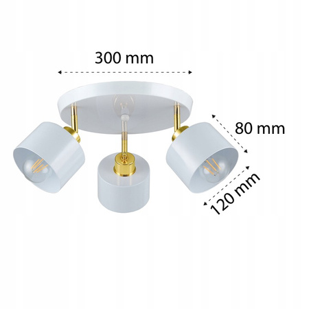 Spot Tuba Deckenleuchte Reflektor Halogen Leuchte 3x E27 Moving White Gold Elza Masterled