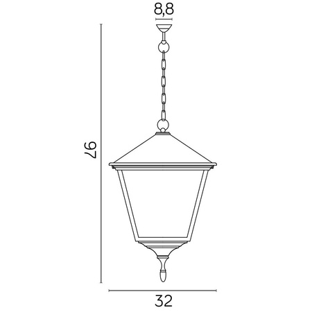 Hängende Gartenlampe für den Außenbereich Retro quadratisch K 1018/1/BD KW E27 Su-Ma