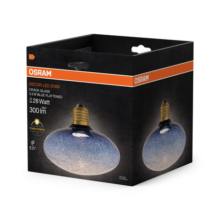 LED-Lampe E27 Frost 3.5W 300lm 2700K Warm Dekorativ Flach Blau Osram