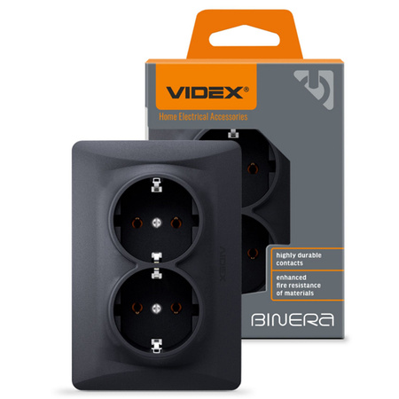 Kontakt 16A Unterputz-Doppelsteckdose Schwarz BINERA VIDEX