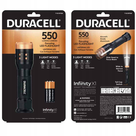Aluminium-LED-Taschenlampe handlich leistungsstarke taktische Batterie 3 x AAA 550lm 3 Modi DURACELL