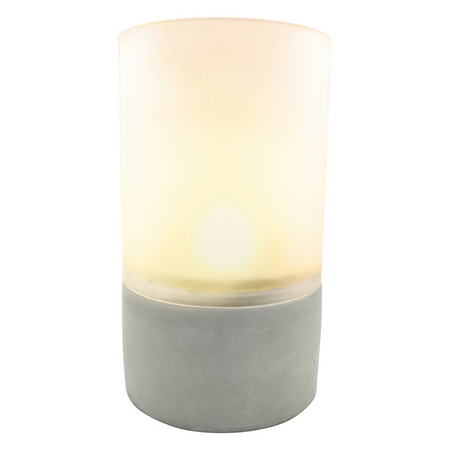 Batteriebetriebene Gartenlampe Laterne Deko KERZE LUKY Glas/Beton GOLDLUX (Polux)