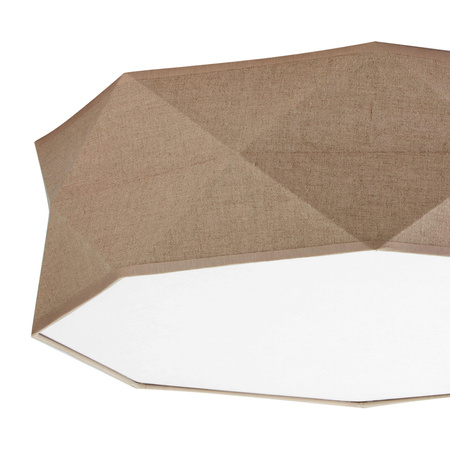 KANTOOR NATURE Deckenaufbauleuchten Deckenleuchte Rund Weiß und Beige Leinen 60cm 15W 4xE27 6195 TK Lighting