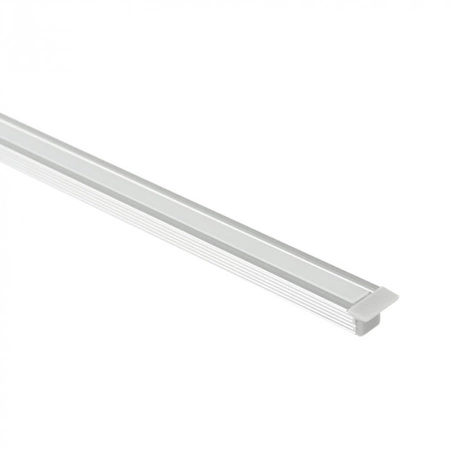 LED-Einbauprofil aus eloxiertem Aluminium 2m mit milchigem Lampenschirm für LED-Streifen + Kappen Ecolight PW Serie